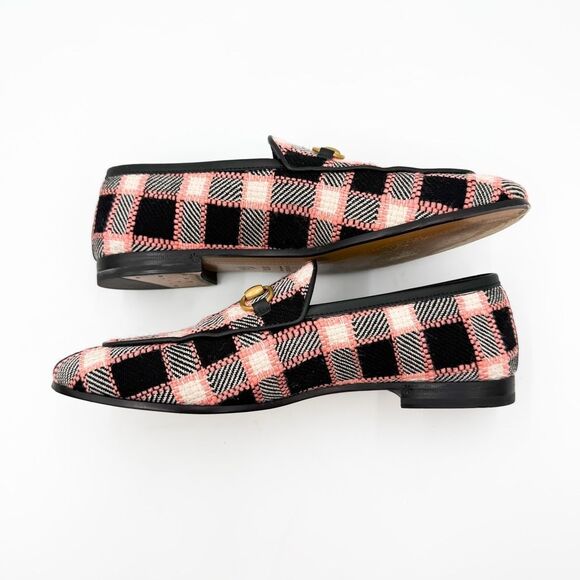 Gucci Jordaan Horsebit Tweed Plaid Loafers Flats EU 37.5 US 7.5 - Picture 7 of 11